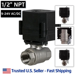 1/2" Stainless Steel Motorized Electric Ball Valve 9V 12V-24 Volt AC/DC, 3 Wire - Picture 1 of 9