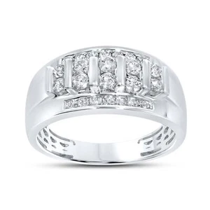 10k White Gold 0.92 CTW Men's Diamond Band Ring - Picture 1 of 8