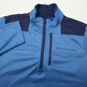 Vineyard Vines Sweater Mens Medium Blue Geometric Shep Shirt 1/4 Zip Pocket - Picture 1 of 12