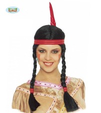 CARNEVALE HALLOWEEN PARRUCCA INDIANA CON PENNA PIUMA FASCIA COSPLAY