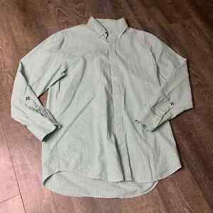 Castaway Nantucket Island Shirt Mens Size Medium Green Striped Seersucker 
