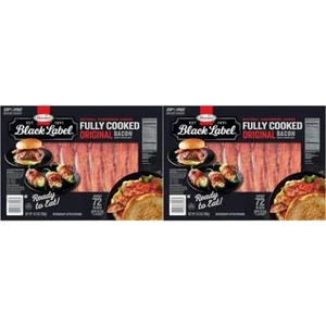 (2 Pack) Hormel Black Label Fully Cooked Original Bacon, Natural Smoke, 72 Count - Picture 1 of 8