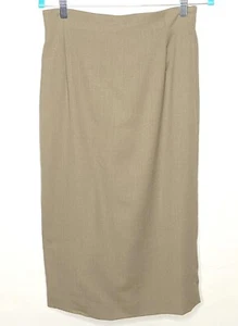 Vintage Anne Klein II Pencil Straight Skirt Size 12 Beige Wool Lined Runs Small - Picture 1 of 12