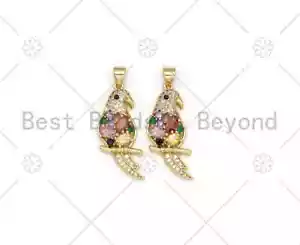 Bunter CZ Micro Pave Papageienform Anhänger, 18K Gold gefüllt Papagei Charm, - Bild 1 von 4