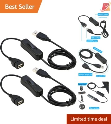 3.3ft USB Male to Female Cable with Switch - Ideal for LED Strips & USB Devices - Image 1 of 4