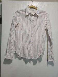 Vintage Loro Piana Hemdbluse mit Knopfleiste weiß gestreift Damen Größe IT44 Medium  - Bild 1 von 13