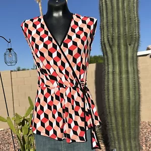 Blusa sin mangas envolvente geométrica para mujer Michael Kors talla XS - Imagen 1 de 8