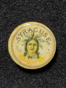 Antique Syracuse Crimson Rims Wood Bicycle Rims Celluloid Button Indian Chief - Picture 1 of 2