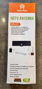 NEW - Clear View HDTV Antenna FREE HDTV ULTRA THIN EASY SETUP US Shipper! - Picture 1 of 2