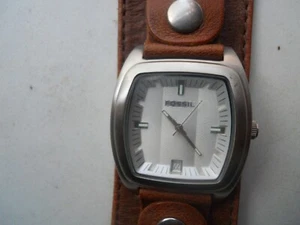 Fossil men's wide brown leather.quartz,battery,water-resist & Analog dress watch - Picture 1 of 12