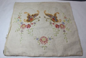 Vtg Hand Embroidered Hand Beaded Decorative Pillow Cover/Case NEEDS REPAIR - Picture 1 of 17