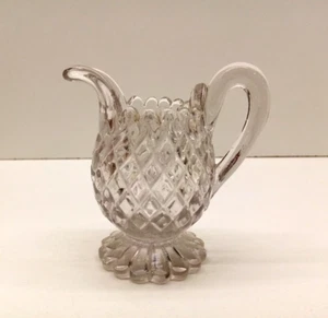 Small Clear Pressed Glass Footed Creamer Milk Jug /J-15/ - Picture 1 of 12