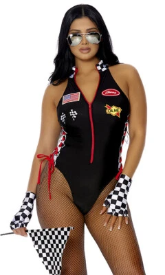 Sexy Forplay Overdrive Racer Driver Black & Red Bodysuit Costume 552959 - Image 1 of 4