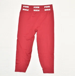 NEW Pink Victoria Secret Women's Capri Legging Pull On Polyester Red Size 2XL - Picture 1 of 8