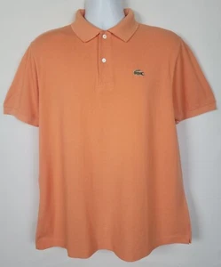 Polo Lacoste Para Hombre Talla 7 Manga Corta Naranja Algodón Sólido Logo Cocodrilo - Imagen 1 de 12