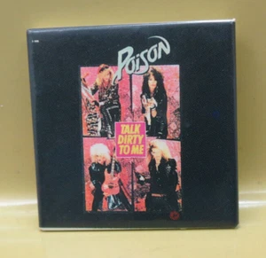 Poison 80s Hair Band Photo Pinback Square  1 1/2" Talk Dirty To Me - Picture 1 of 3