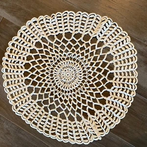 Beige Round Crochet Lace Doily Tablecloth Handmade Home Decorative - (19 in) - Picture 1 of 8
