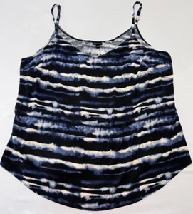 2021 Torrid Womens 4X Deep Black Ava Stretch Challis Cami Tye-Dye Blue White - Picture 1 of 5