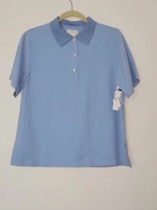 Corbin Collection 100% Light Blue Collared 3 Button S/S Blouse Top S NWT - Picture 1 of 5