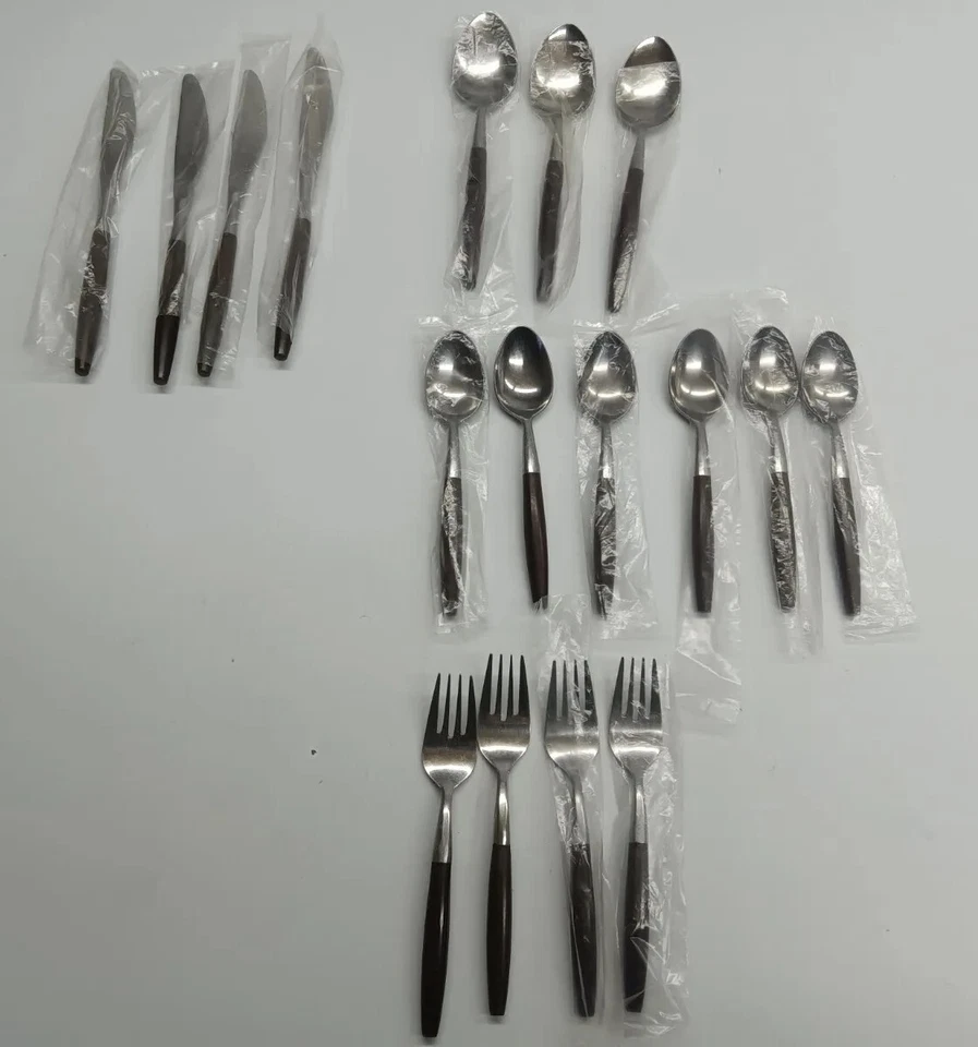 Talheres Supreme aço inoxidável Japão talheres "madeira" como alças 17 peças cm - Imagem 1 de 4