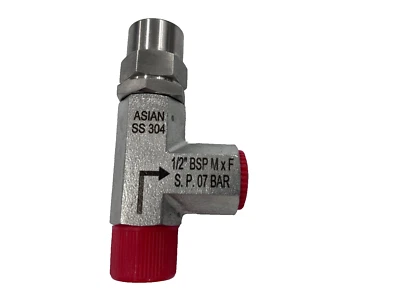 ASIAN SS304 Safety Relief Valve 1/2" BSP MXF Set Pressure 7 bar - Image 1 of 3