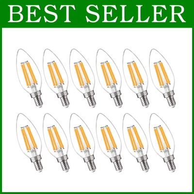 800LM Soft White LED Chandelier Bulbs, 12 Pack - Image 1 of 4