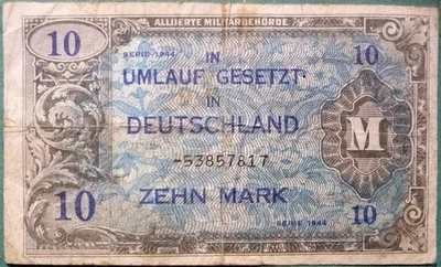 GERMANY 10 MARK  ALLIED MILITARY NOTE FROM 1944, WW II,   P194 d - Image 1 of 2