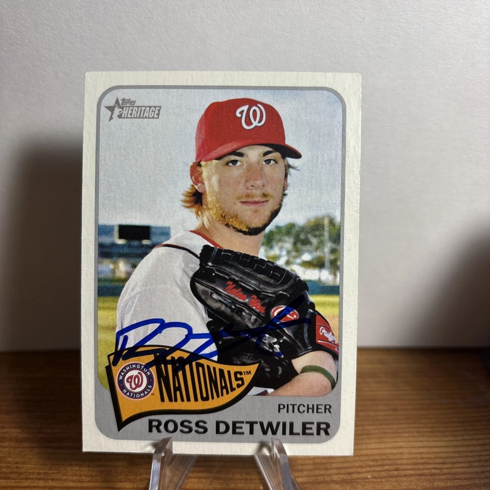 2014 Topps Heritage Ross Detwiler Signed IP Auto Washington Nationals Baseball - Image 1 of 1
