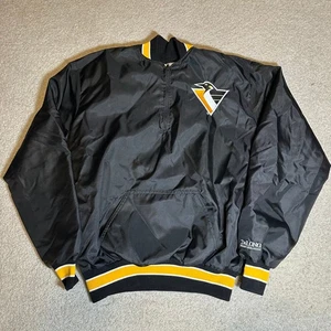 Vintage 80s 90s Delong Sportswear Pittsburgh Penguins Quarter Zip Satin Jacket M - Bild 1 von 8