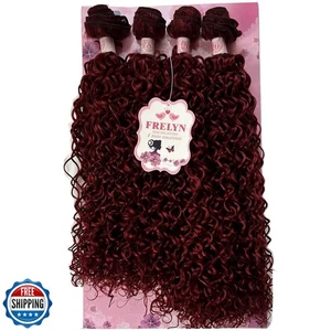FRELYN Kinky Curly Kunsthaar Bündel - Quick Weave Burgundy Colored 18 1 - Bild 1 von 2