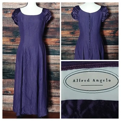 Alfred Angelo Vintage 80s Formal Gown 8 Dress Cap Sleeve Purple USA Union Made - Image 1 of 4