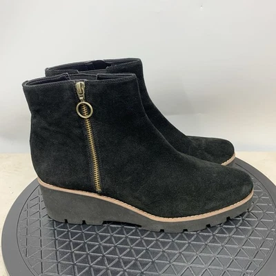 Botas Vionic Hazel para mujer talla 12 zapatos botines de cuña al tobillo tacones de gamuza negros Foto 1 de 4