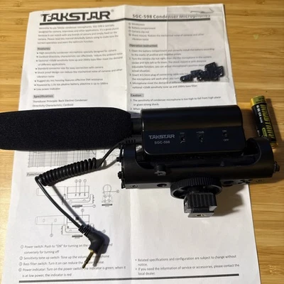 Micrófono condensador negro para grabación de escopeta Takstar SGC-598 para fotografía Foto 1 de 4