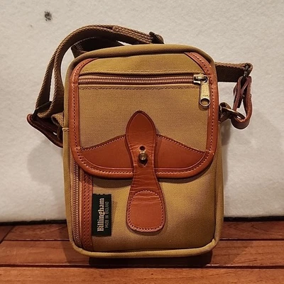 BILLINGHAM Compact Stowaway Pouch Camera Bag Shoulder Strap Khaki Canvas Leather - Image 1 of 4