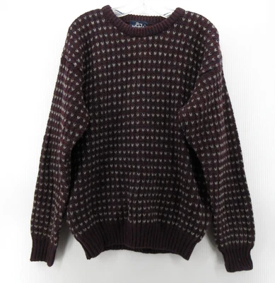 VINTAGE Woolrich Sweater Men Medium Purple Burgundy Wool Birdseye 80s 90s NEW - Image 1 of 4