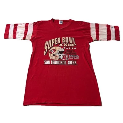 Camisa Vintage Años 80 Logo 7 Campeones del Super Bowl de los San Francisco 49ers Talla Mediana   Foto 1 de 4