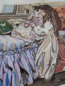 Susan Treglown~Bedtime~Little Victorian Girl & Her Doll~HP Needlepoint Large - Picture 1 of 7