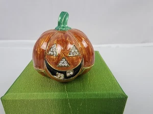 NOS Bon Ton smalto strass SCATOLA PORTAGIOIE Jack O Lanterna Zucca - Foto 1 di 4