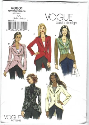 Vogue Pattern 8601, Close Fitting Jacket with Variation, Size 6, 8, 10, 12, RARE - Image 1 of 3