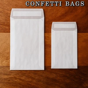 White Glassine Confetti Bags Eco Friendly Biodegradable Peel & Seal Envelopes Uk - Picture 1 of 5