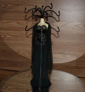 Victorian Lace Dress Ball Gown Form Miniature Jewelry Holder Artisan Dollhouse - Picture 1 of 24