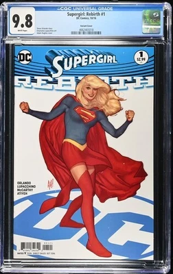 SUPERGIRL REBIRTH 1 ADAM HUGHES VARIANT COVER CGC 9.8 WHITE PAGES 2016 - Image 1 of 2