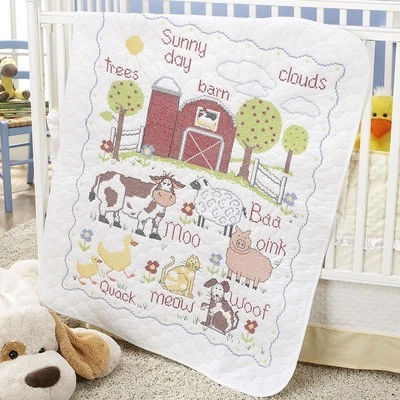 Herrschners® Pre-Quilted Barnyard Baby Quilt Stamped Cross-Stitch