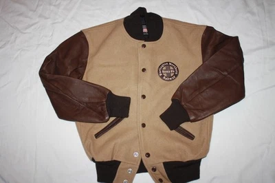 CHAQUETA UNIVERSITARIA VINTAGE STEWART & STRAUSS Letterman’s marrón ferrocarril amsterdam xs Foto 1 de 3