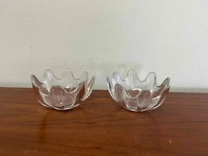 Pair of Blenko Clear Crystal Glass Floriform 6143 S Lotus Bowls - Picture 1 of 9