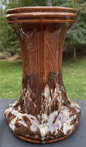 McCoy Leaves and Berries Jardiniere Pedestal 1930's Brown Onyx Glaze - Picture 1 of 11