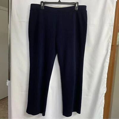 Lauren Ralph Lauren 1X Navy Blue Flare Leg Casual 100% Cotton Pants - Image 1 of 3