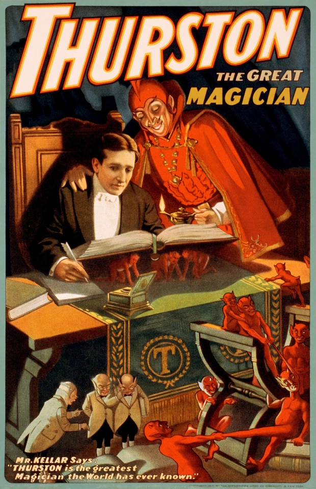 TM04 VINTAGE THURSTON MAGICIAN MAGIC A4 POSTER PRINT - Image 1 of 1