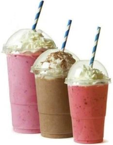 Quality 1000x 16oz Plastic cups With Lids Milkshake Cups With Dome Lids Takeaway - Picture 1 of 1