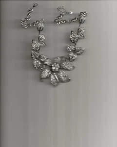 Rhinestone Statement Necklace Adjustable Silver Lobster Clasp Vintage - Picture 1 of 1